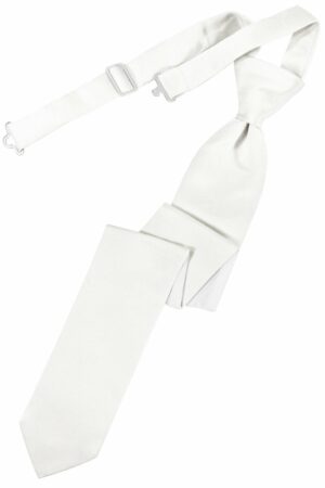 White Solid Satin Skinny Tie