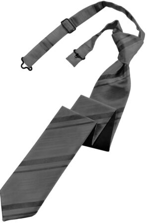 Charcoal Striped Satin Skinny Tie