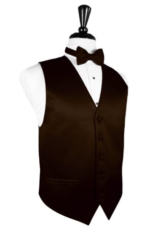 Chocolate Solid Satin Vest