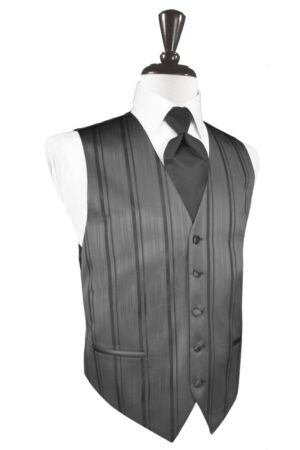 Charcoal Striped Satin Vest