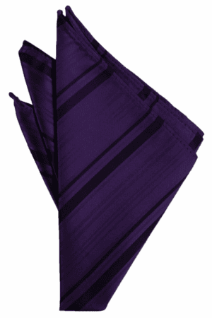 Amethyst Striped Satin Pocket Square