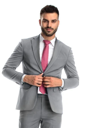 man wearing a heather grey suit